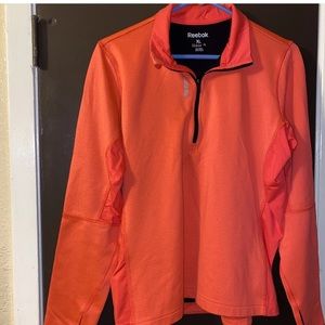3/$20 Womens Reebok Pullover 1/4 zip Thumb Holes Orange & Blue Size XL
